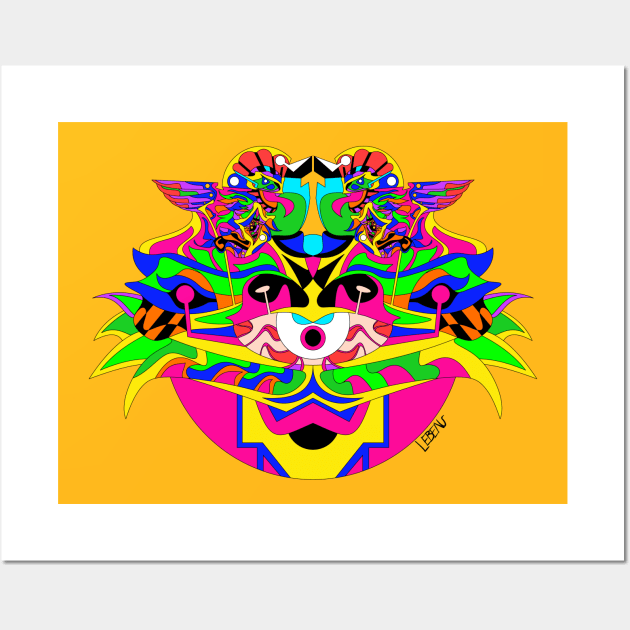 eye sky alien in monster madness ecopop pattern in mexican totonac colors Wall Art by jorge_lebeau